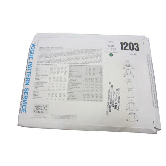 Vintage Vogue Paris Original Givenchy Sewing Pattern 1203 Jacket Skirt Blouse - Picture 5 of 5